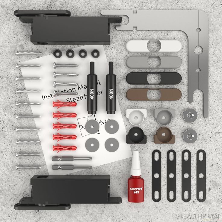 Assortment of pivot hinges and hardware
