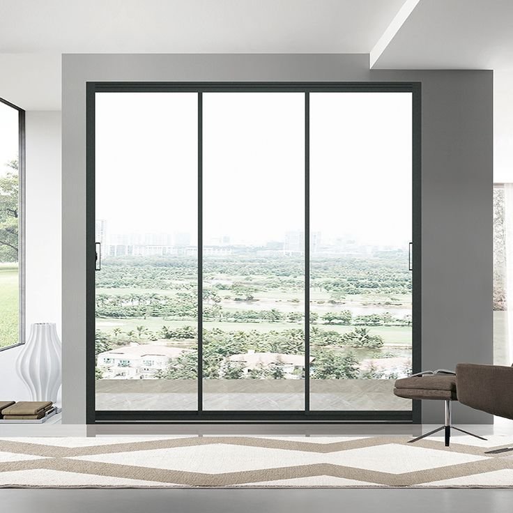 Large thermal break aluminum lift and slide patio door with minimal frame